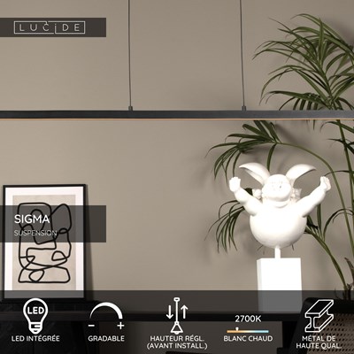 Lucide SIGMA - Suspension - LED Dim. - 1x36W 2700K - Noir